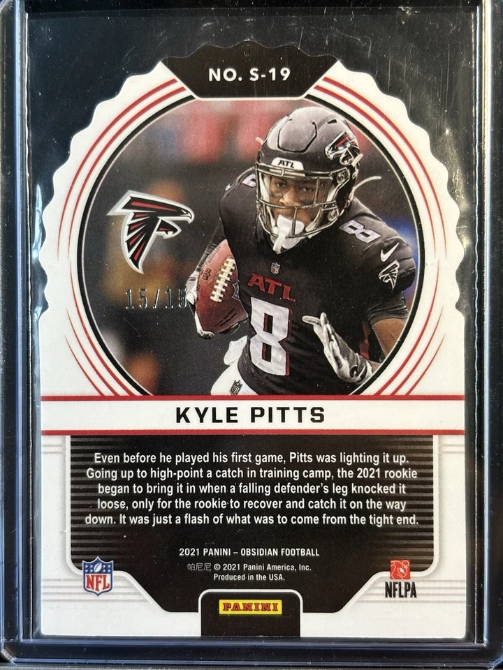 2021 Kyle Pitts Rookie Card Panini Obsidian Supernova Green /15 PRIZM RC FALCONS - Image 4 of 4