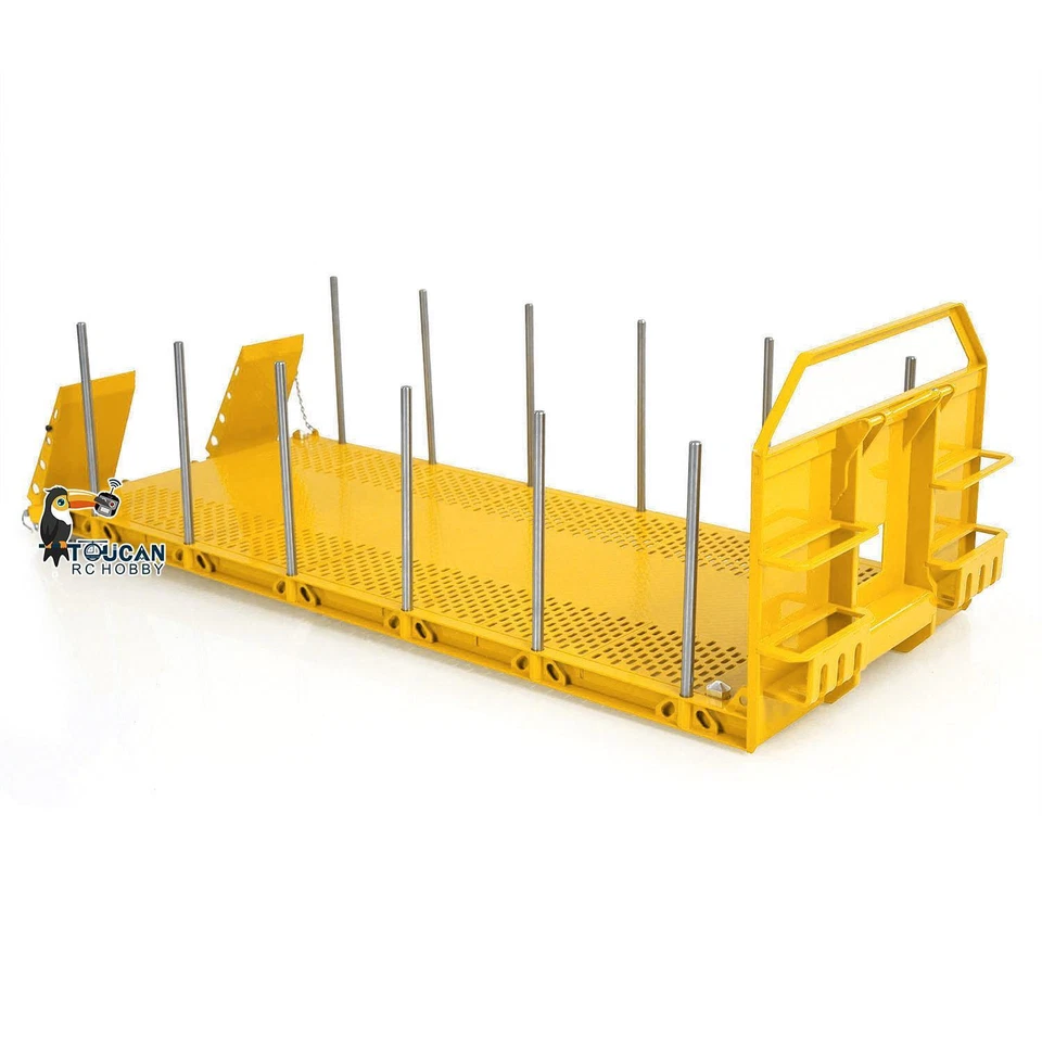 Plataforma plana de madera de metal 1:14 para camión volquete hidráulico RC 8x8 10x10 Foto 3 de 4