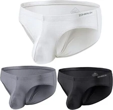 ZONBAILON 3 Pack Men's Underwear Low Rise Briefs Sexy Bulge Enhancing Ball Pouch