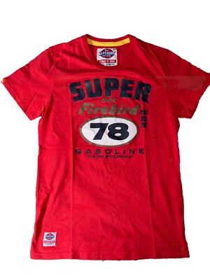 ◆superfast◆ Scuderia Dai T-shirt Oil 66 Superdry Motor Oil Mens T-shirt Red Large Cotton Firebird