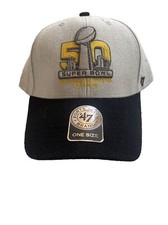 Super Bowl 50 San Francisco - 47 Brand Gray Black Large -One Size Adjustable Hat