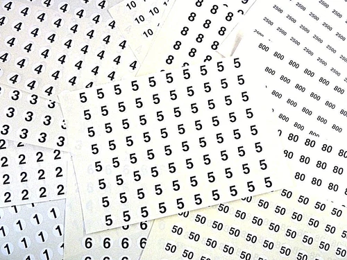 13mm 1.3cm Cerchio Nero su Bianco Adesivo Numeri,Numeri Adesivi,Plastica
