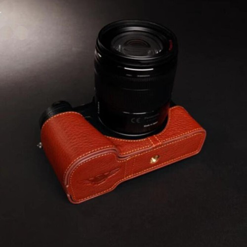 Genuine Real Leather Half Camera Case Bag Cover Handmade for Panasonic GX8 - Photo 7 sur 14