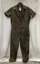 Dickies Womens Pockets Cuffed Short Sleeve Green Coverall One Piece Size Large