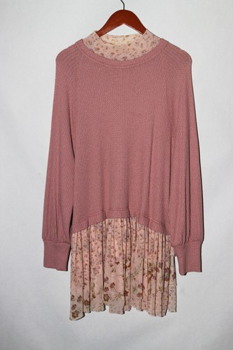 Free People Opposites Attract Mini Dress Romantic Ruffle Pink Floral size L - Picture 2 of 8