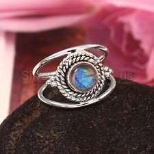Labradorite Gemstone Ring, 925 Sterling Silver Dainty Ring, Women Gift Ring,