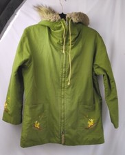 Women’s Grenfell Cloth Wool Lined Embroidered Sport Coat Fur Trim Hood Coat L