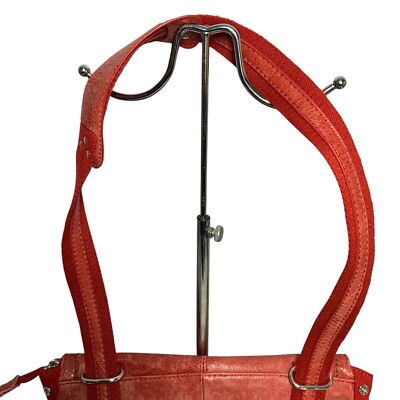 Clarks Deep Red Leather Convertible Backpack Purse Clarks Shoulder Bag Convertible Backpack Purse Distressed  main image 4