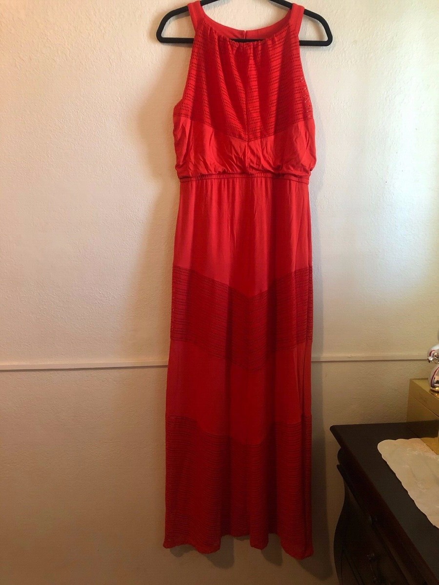 Chicos Dress Size 0 Maxi Orange Dress Sleeveless Halter Neck Chicos Dress Size 0 Maxi Orange Dress Sleeveless Halter Neck