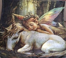 New Baby Fairy and Unicorn Plush Throw Blanket Gift Soft Mystical Forest Light