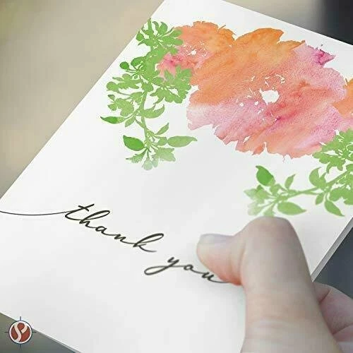 Tarjetas de felicitación y sobres de agradecimiento, arte hoja naranja, tamaño A2, cantidad 25 Foto 2 de 4