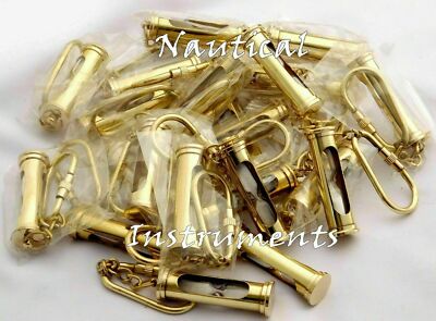 SET BESTEHEND AUS 100 Messing Sanduhr Schlüsselanhänger Maritim Sand Timer Sc...