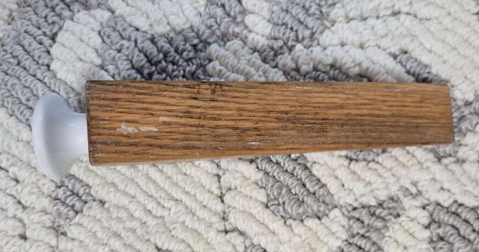 Tope de puerta de madera / porcelana blanco / azul perilla floral Foto 3 de 4