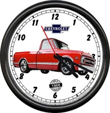 Licensed 1968 68 Chevy Chevrolet Red  C-10 Pickup General Motors Sign Wall Clock