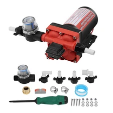 DC 12V 4 Chambers High Pressure RV Water Pump Self-Priming Diaphragm Pump 6GPM
