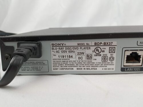 Sony BDP-BX37 Blu-Ray HDMI DVD Disc Player 1080p Dolby TrueHD DTS-HD No Remote - Picture 15 of 24