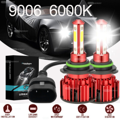 #ad 4 Sides Combo 9006 HB4 LED Headlight Bulbs High Low Beam Super Bright White Kit $12.95