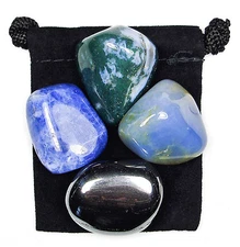 TEAMWORK Tumbled Crystal Healing Set  = 4 Stones + Pouch + Description Card