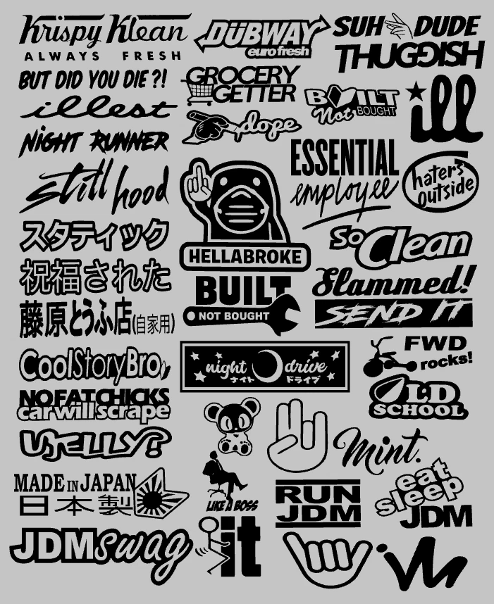 JDM 39 car STICKER DECAL PACK car window Stickers for JDM KDM slammed race  drift