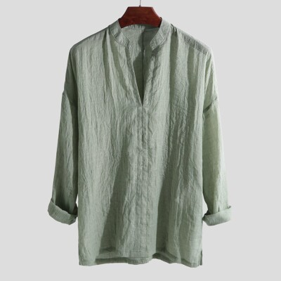 Casual Estivo Uomo Solido Colore Largo Scollo A V Manica Lunga Pullover Maglia - 2