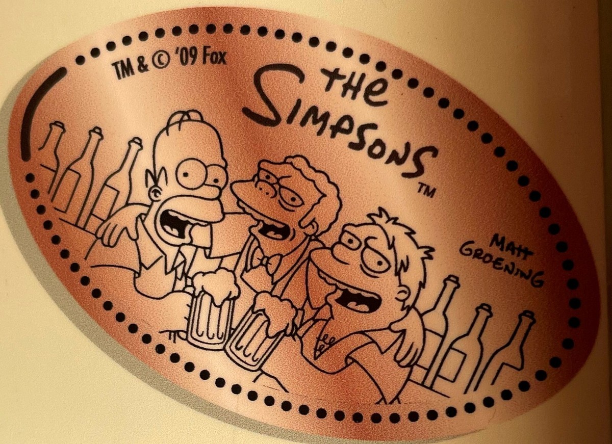 The Simpsons Moe's Bar Homer & Barney Pressed Penny Universal