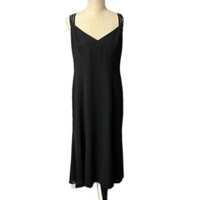 Vintage Jessica Howard Formal Strappy Dress Midi Calf Length Black Womens 14