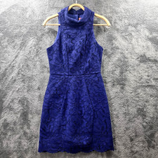 RODEO SHOW Womens Dress Size 8 Blue Lace Sleeveless Collared Pencil