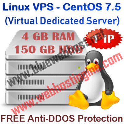 CentOS 7.5 Linux VPS   4GB RAM, 150GB HDD Server