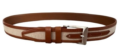 Allen Edmonds Calfskin And Linen Belt Silver Tone Buckle Men s Size 34 NWOT