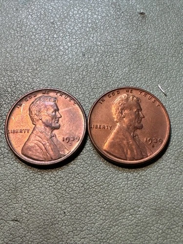 Lot of 2, 1939 D & S Lincoln Wheat Cent Better Condition Denver SF Mint BU