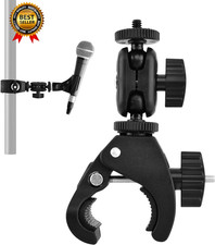 Mic Crab Clamp Microphone Mount with Double Ball Head Adjustment 1/4 to 5/8...