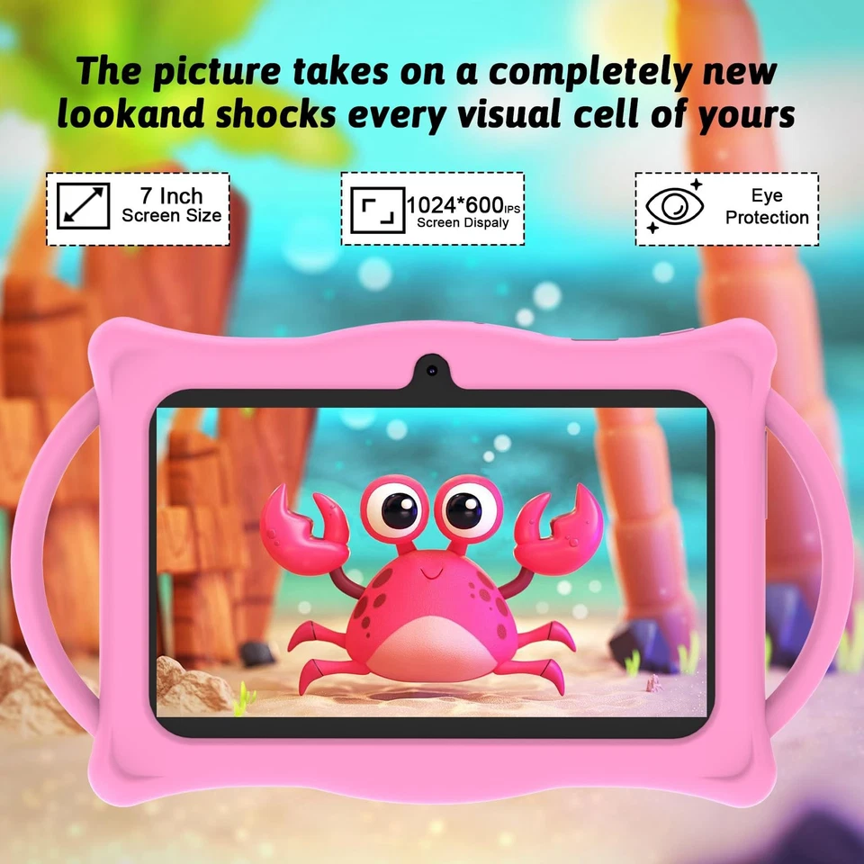 Android 14 Kids Tablet 7 inch Tablets for Kids, 8GB RAM 32GB ROM Quad Core To... - Image 2 of 4