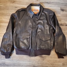 VTG 1995 Cooper Type A-2 Leather Flight Jacket Sz 44R WW2 Memorial USA 90s 50th