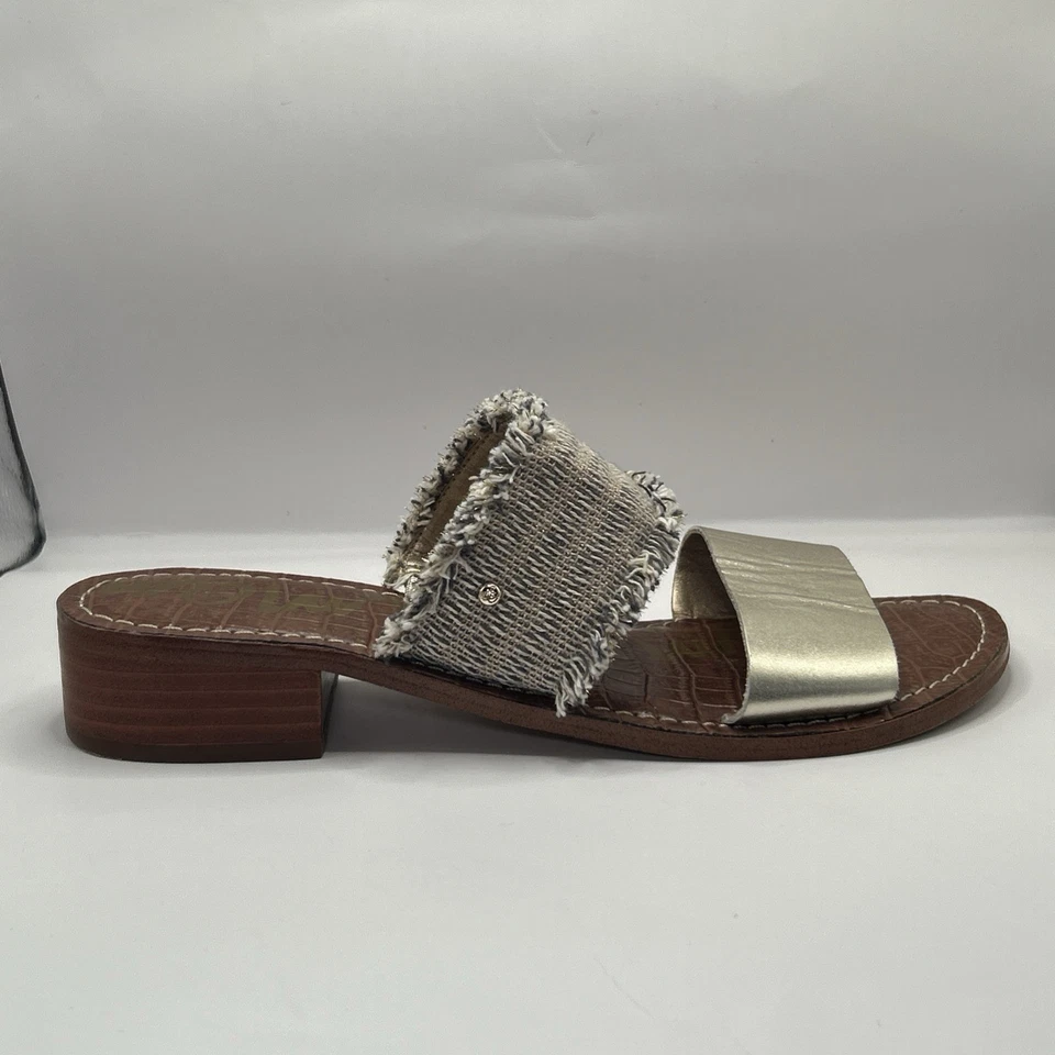 Sandalias para mujer Sam Edelman Jeni de cuero metálico con flecos talla 9M/39 Foto 3 de 4