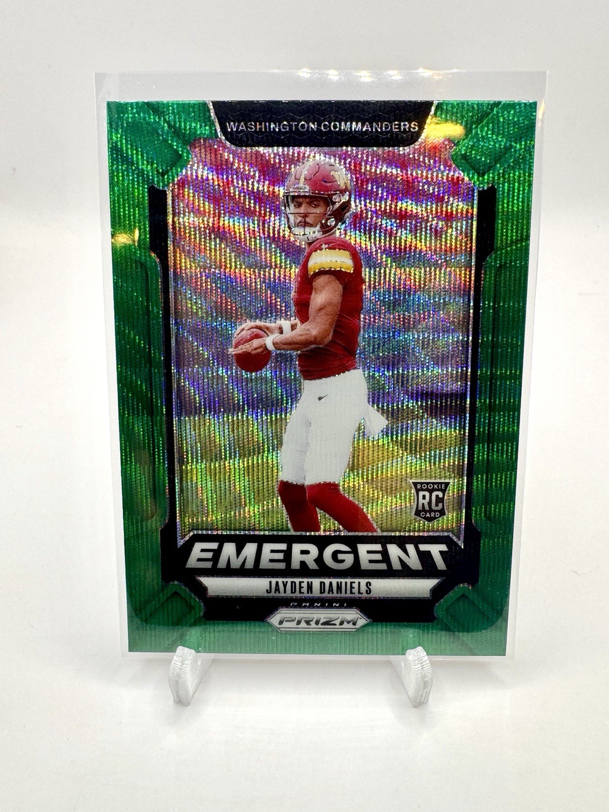 2024 Panini Prizm Jayden Daniels Emergent Green Wave RC #2 Commanders