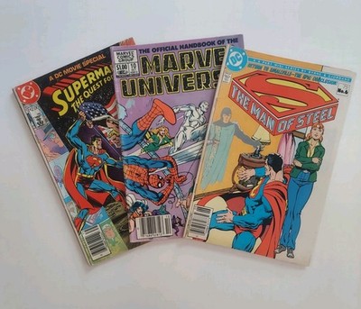 Vintage 1980s DC & Marvel Comic Book Lot - Superman IV, Man of Steel, Marvel...
