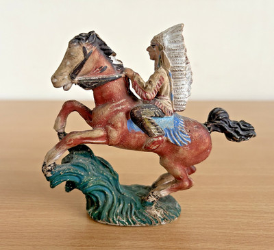 Leyla Indianer Häuptling zu Pferd Komposition Figur Wild West Vintage 50er Jahre