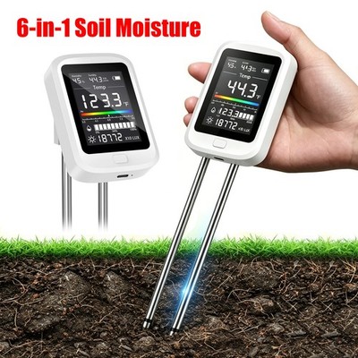 6-in-1 Soil Moisture Meter Digital Soil Tester Kit with pH Temperature Humidity