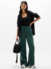 ATHLETA Retreat Linen High Rise Wide Leg Pant S Small  Pine 658547 NWOT