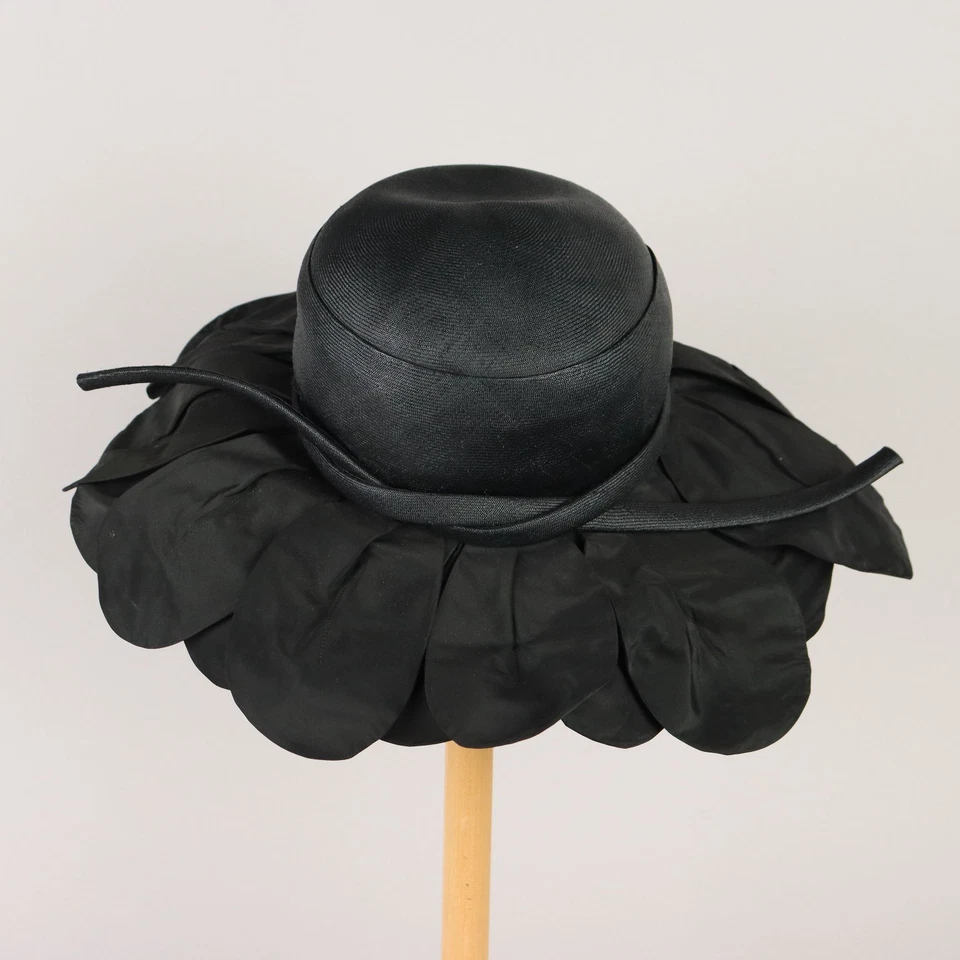 Gallia e Peter Hat Vintage Black Fabric Flower Italy 1950s - Изображение 4 из 4