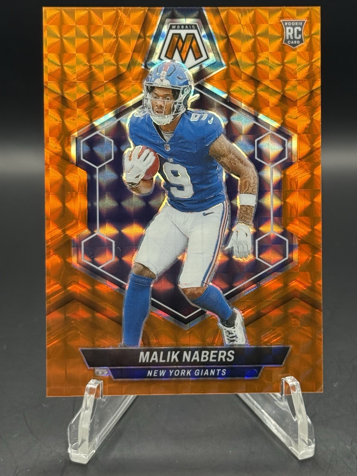 2024 Panini Mosaic Football Malik Nabers #306 Rookie Orange Mosaic Prizm /199