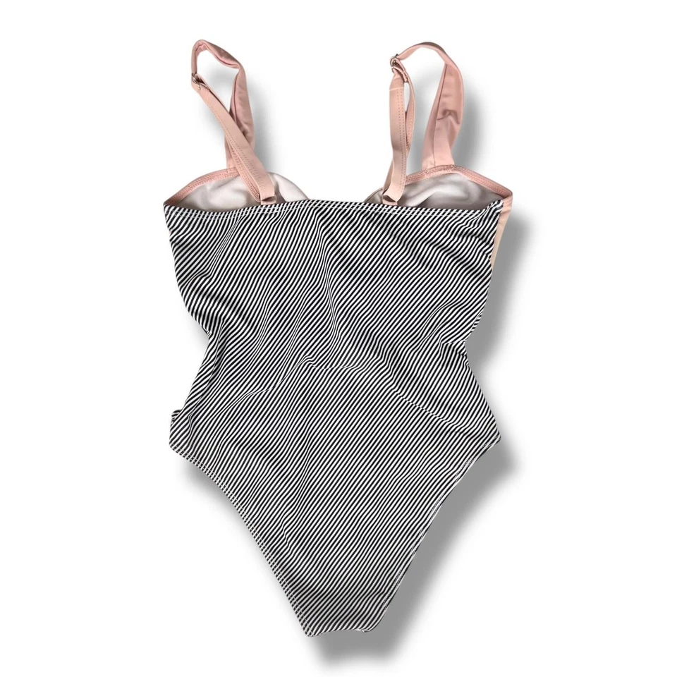 Maiô VIVIfashion feminino médio uma peça listrado roupa de banho - Imagem 2 de 4