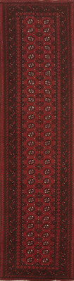 Geometric Balouch Afghan Runner Rug Handmade Wool Cultural Heritage 3x13 ft