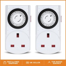 Compact 24-Hour Mechanical Timer Switch for Indoor Lighting - Energy Efficient