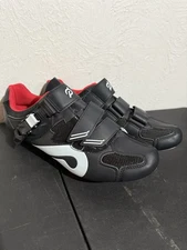 Peloton Cycling Shoes Size 42 US Men's Size 9 Black Red Strap Clip In