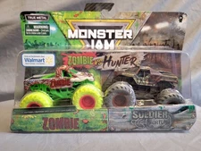 NEW VHTF 2020 MONSTER JAM ZOMBIE VS HUNTER SET SOLDIER FORTUNE WALMART INVASION