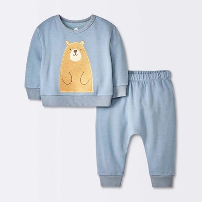 Baby Boys' Modal French Terry Sweatshirt & Pants Set - Cloud Island Blue 6-9M: 