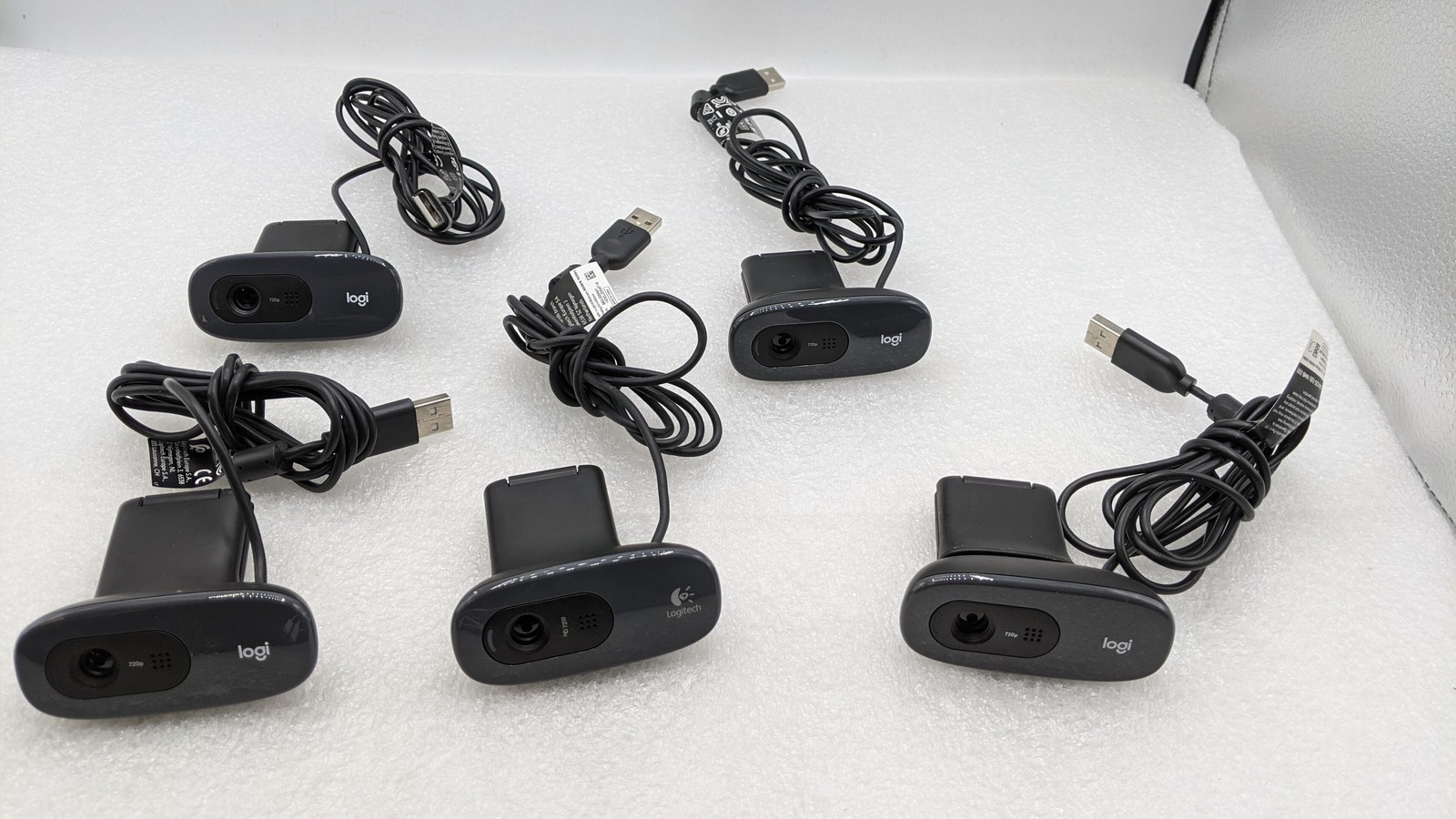 LOT OF 5 GENUINE Logitech C270 V-U0018 USB HD 720p Webcam - Built-in Microphone