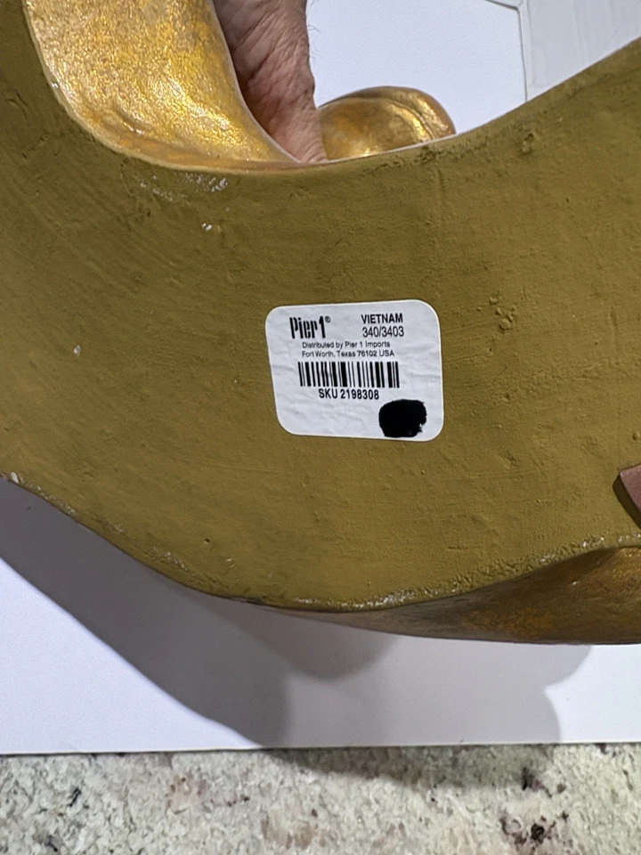 Pier 1 Rana Estatua Meditación Zen Yoga Cerámica Estatuilla Acabado Dorado RARO Jardín Foto 2 de 4