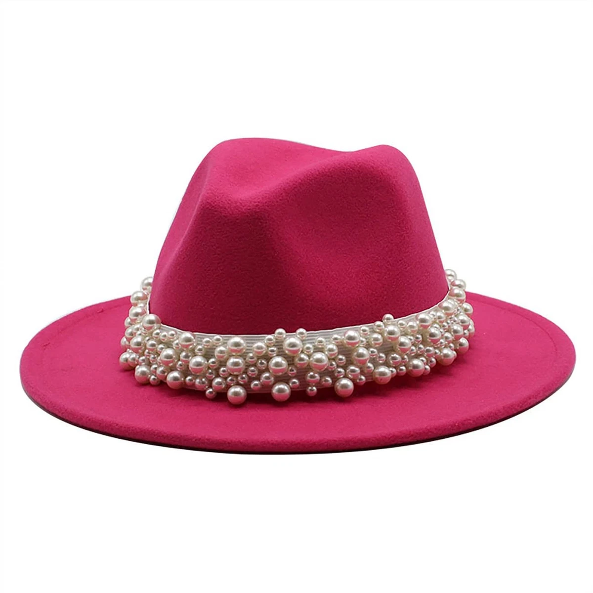 SellersMerch Pink Wool Fedora with Barbed Wire Band and Red Floral Patch Studio Nas main image 3
